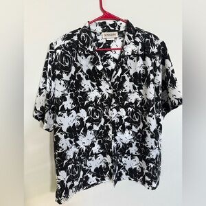 Donkenny Black and White Floral Button Down Shirt